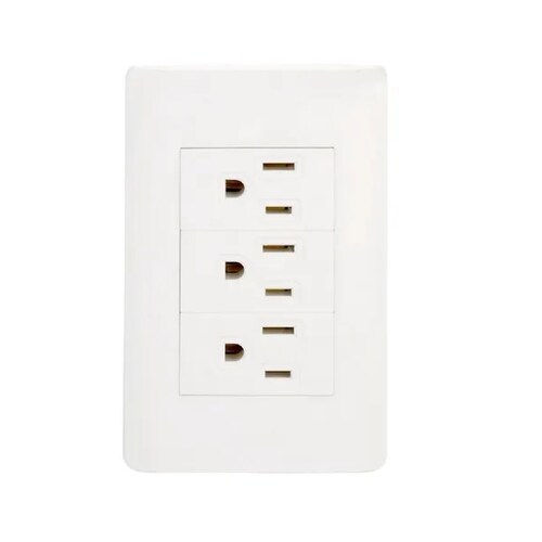 Placa Lucek 3 Contactos Blanco Plástico
