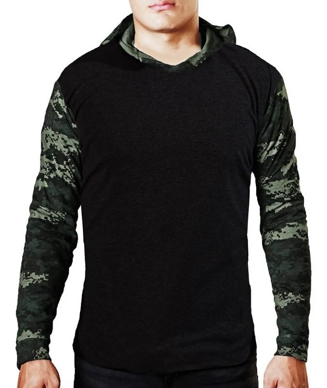 Playera manga 2025 larga camuflaje