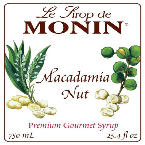 Saborizante Macadamia Nut Monin Syrop 750 ml Cualquier tipo de Bebidas Frías y Calientes
