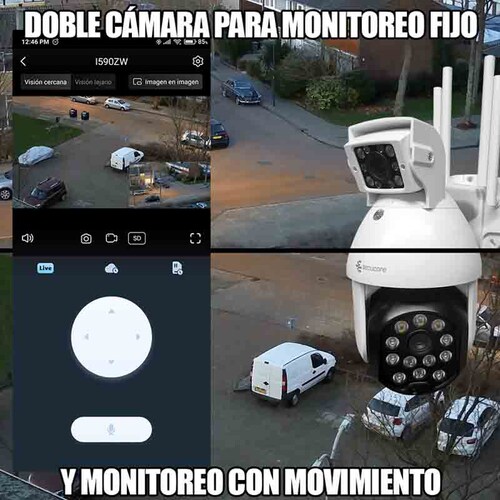 Doble cámara CCTV Wifi Grabación Nube Audio 2 Vías Giratoria