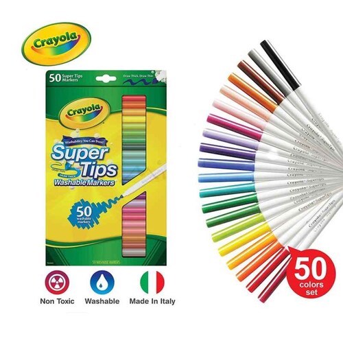 50 Plumones Crayola Marcadores Delgados Lavables Super Tips