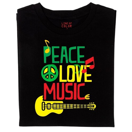 Line of color playera reggae Peace love music