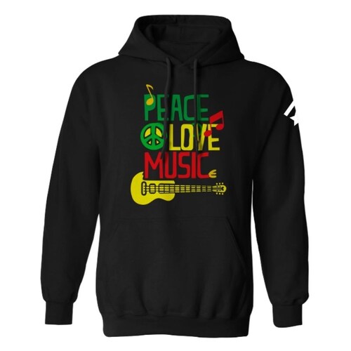 Sudadera negra reggae Peace love music