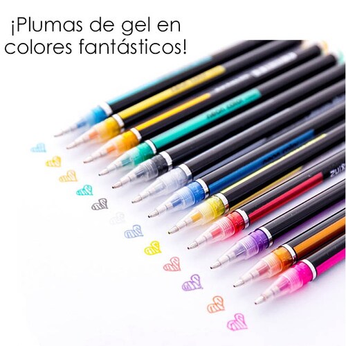 36 Plumas de Gel en Colores Surtidos Dibujo y Escritura Punto Mediano GelPens