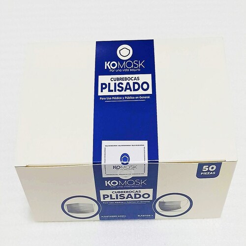 Cubrebocas blanco plisado 50 piezas triple capa uso personal desechable color blanco