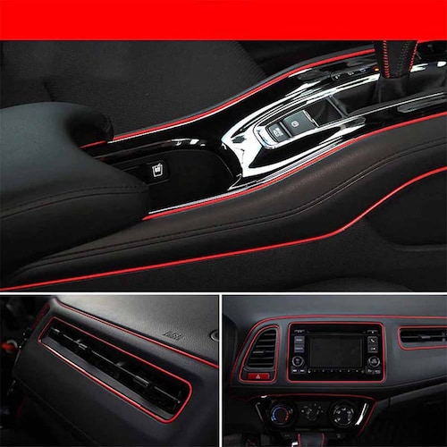 Moldura Interior Decorativa Vista Automotriz Tablero Auto 5m Color Rojo 