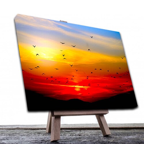 Cuadro Decorativo Canvas atardecer rojo y amarillo