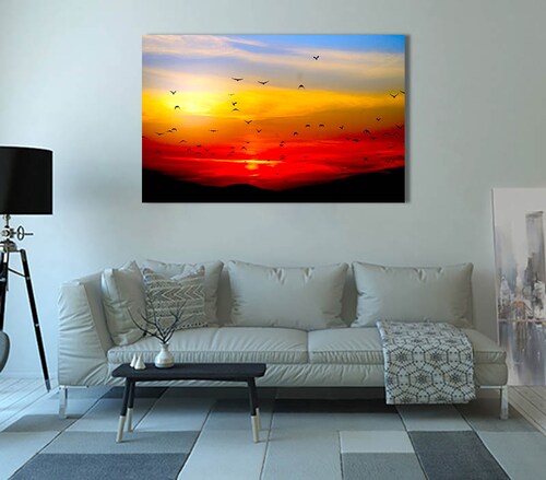 Cuadro Decorativo Canvas atardecer rojo y amarillo