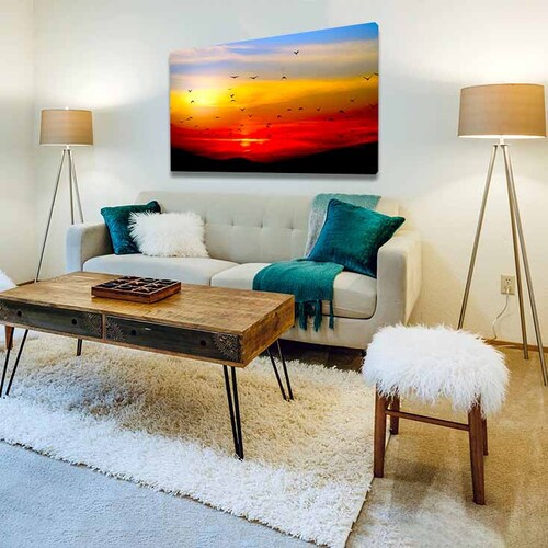 Cuadro Decorativo Canvas atardecer rojo y amarillo