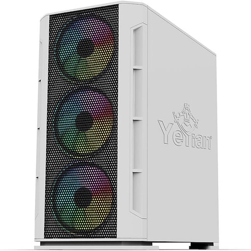 Gabinete YeYian HAIZEN 2500 3 Ventiladores LED RGB Vidrio Templado Blanco YCH-042820