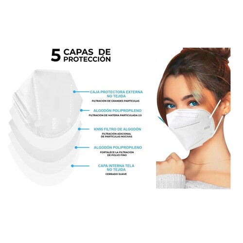  Cubreboca Mascarilla mascara KN95 50 pcs CON CERTIFICADO FDA