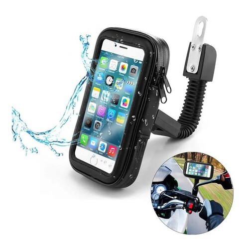 SOPORTE IMPERMEABLE DE CELULAR PARA BICI O MOTO, NEGRO