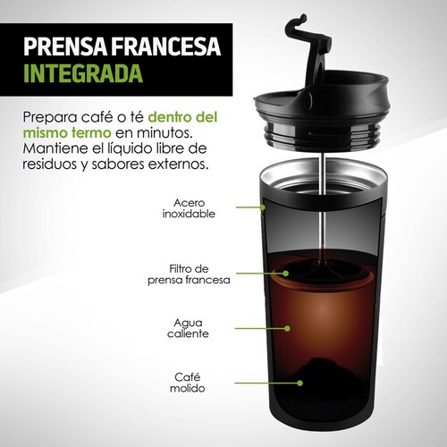 Termo para Café con Prensa Francesa 350 ml Redlemon