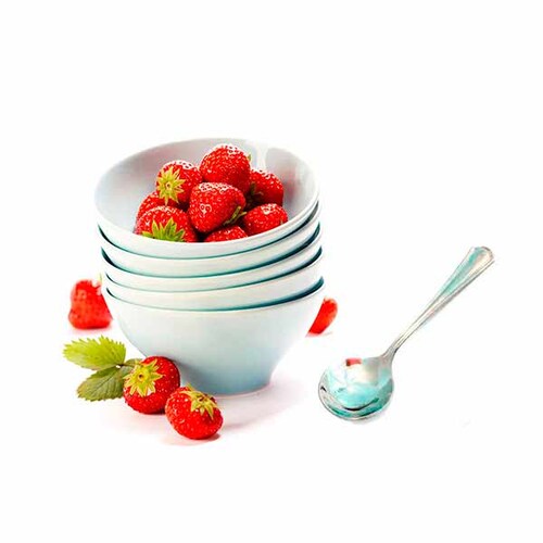  Tazones, bowls o cuencos chicos de porcelana con cuchara. Juego de 12 piezas 