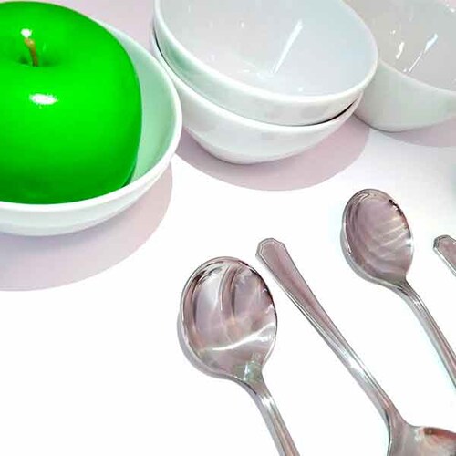  Tazones, bowls o cuencos chicos de porcelana con cuchara. Juego de 12 piezas 