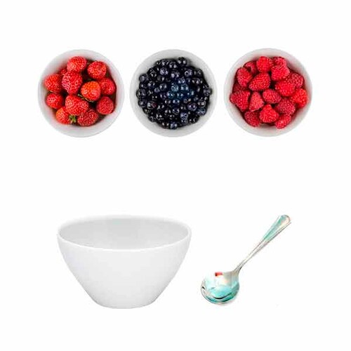  Tazones, bowls o cuencos chicos de porcelana con cuchara. Juego de 12 piezas 