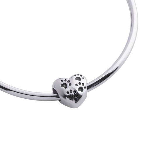 LuckyLy Charm Corazón Huellitas de Perro Dora - Plata, Oro Rosa