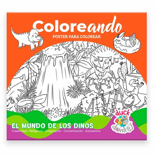 Póster para colorear, El mundo de los Dinos 