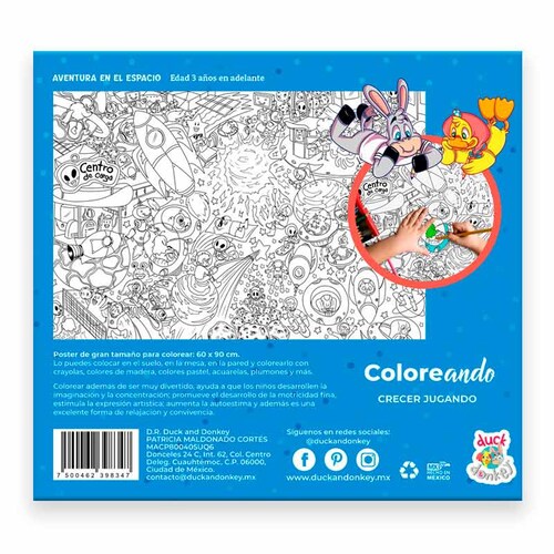 Póster para colorear, Aventura en el espacio
