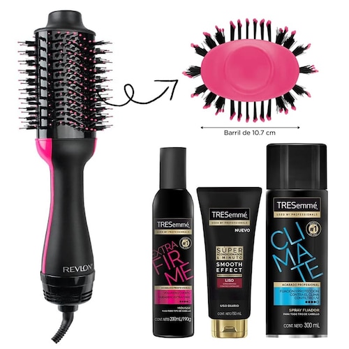 Cepillo Secador de pelo One-Step Voluminizador + Set Cabello Tresemme 
