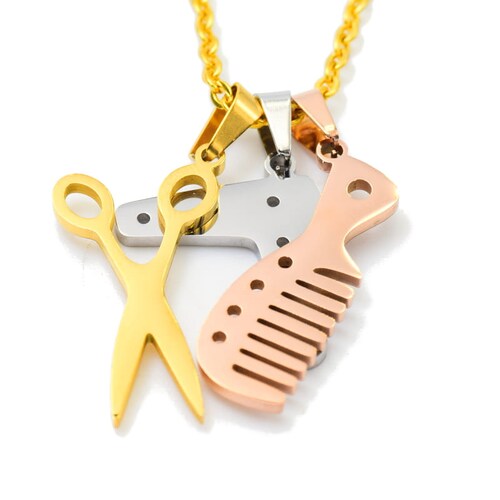 Joya Kit Aretes Cadena Con Dije Secadora Tijeras Peine Estilista