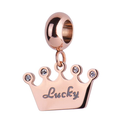 LuckyLy Charm de Corona Queen -  Plata, Oro Rosa