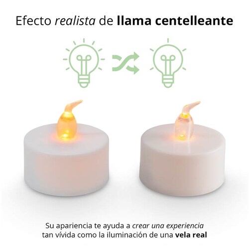Paquete de 24 Velas LED Cortas Flama Realista con Pilas Redlemon