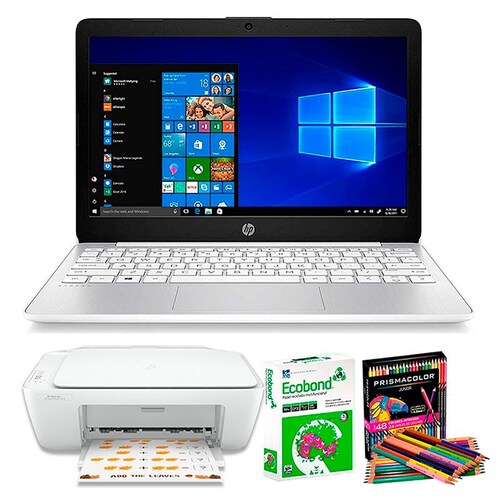 Laptop HP Stream 11 intel celeron 32gb eMMC 4Gb de Ram + Impresora multifuncional + 500 Hojas + caja de colores