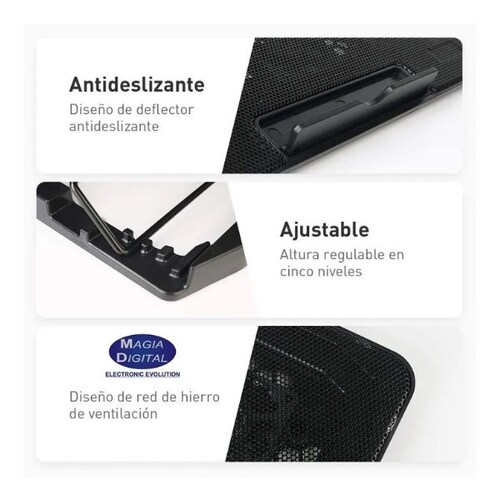 BASE ENFRIADORA VENTILADOR LAPTOP 6VENTILADORES GAMER MDPC01