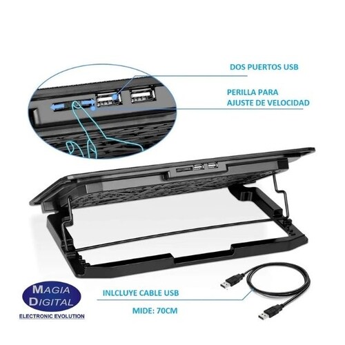 BASE ENFRIADORA VENTILADOR LAPTOP 6VENTILADORES GAMER MDPC01