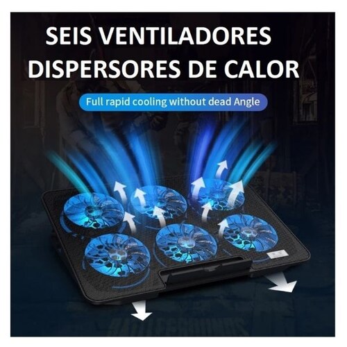 BASE ENFRIADORA VENTILADOR LAPTOP 6VENTILADORES GAMER MDPC01