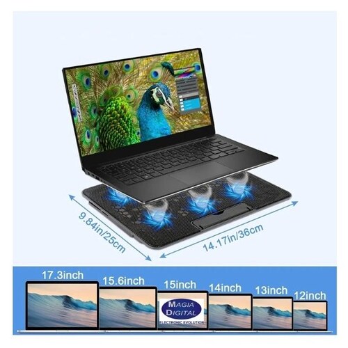 BASE ENFRIADORA VENTILADOR LAPTOP 6VENTILADORES GAMER MDPC01
