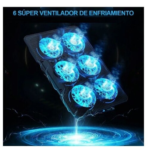 BASE ENFRIADORA VENTILADOR LAPTOP 6VENTILADORES GAMER MDPC01