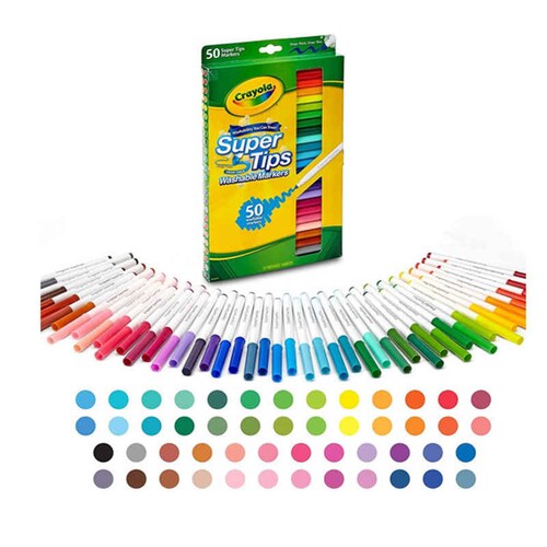 50 Plumones Crayola Marcadores Delgados Lavables Super Tips
