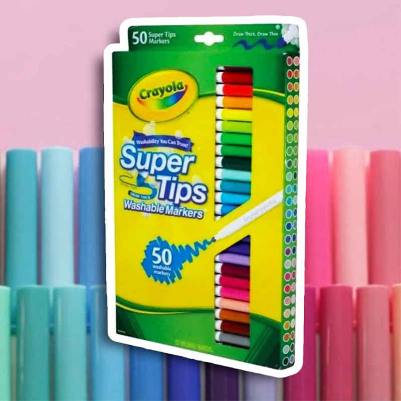 50 Plumones Crayola Marcadores Delgados Lavables Super Tips