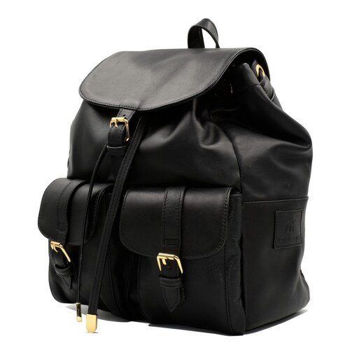 Backpack bolso 100% piel genuina bolsa mochila negra 