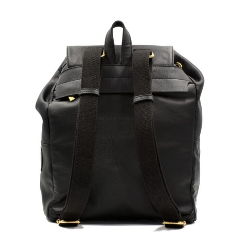 Backpack bolso 100% piel genuina bolsa mochila negra 