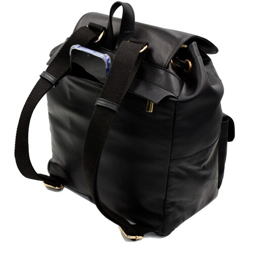 Backpack bolso 100% piel genuina bolsa mochila negra 