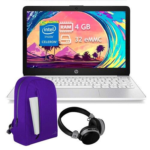 Laptop HP Stream 11 intel celeron 32gb eMMC 4Gb de Ram + Mochila + Audifono