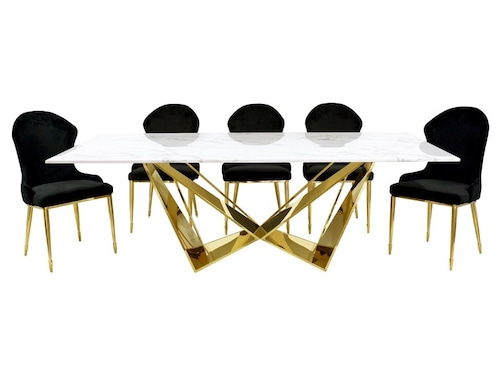 Mesa de Comedor Amli Marmol/Dorado - Kessa