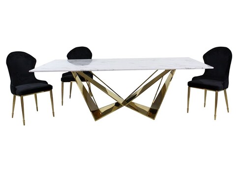 Mesa de Comedor Amli Marmol/Dorado - Kessa