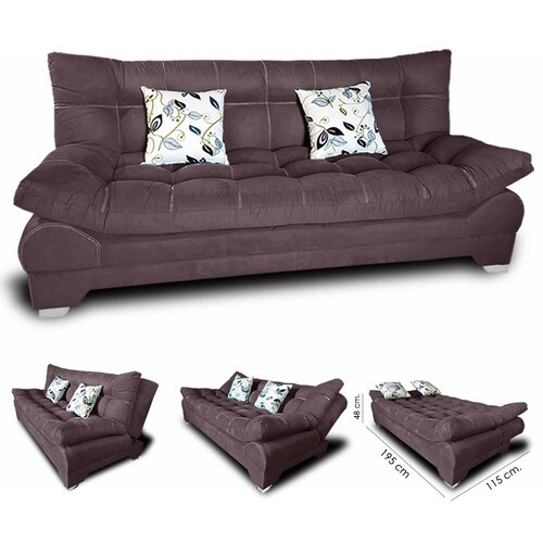 Sofa cama Nigeria suede chocolate +02 cojines decorativos Maderian
