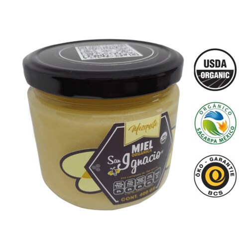 Miel ORGANICA San Ignacio Mezquite Untable Frasco 400gr USDA Organic SAGARPA Organico 100% pura de abeja