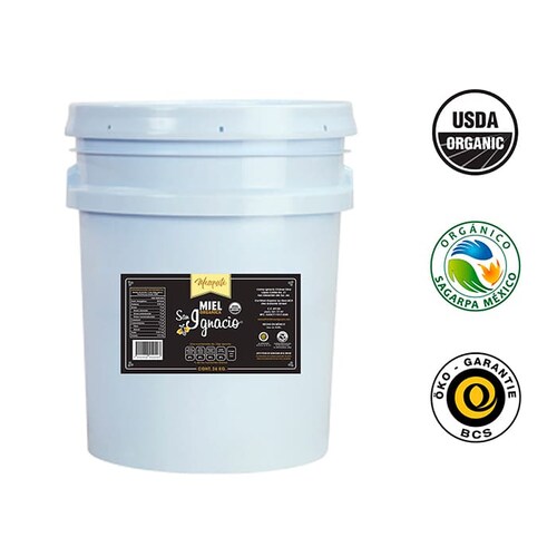 Miel ORGANICA San Ignacio Mezquite Untable Cubeta 13 kg USDA Organic SAGARPA Organico 100% pura de abeja