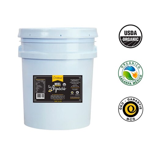 Miel ORGANICA San Ignacio Cremosa (Mantequilla) Untable Cubeta 13 kg USDA Organic SAGARPA Organico 100% pura de abeja