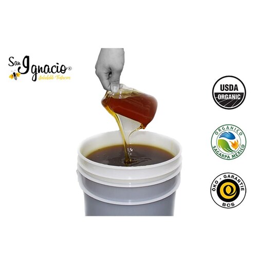Miel ORGANICA San Ignacio Liquida Multifloral Cubeta 5 kg USDA Organic SAGARPA Organico 100% pura de abeja