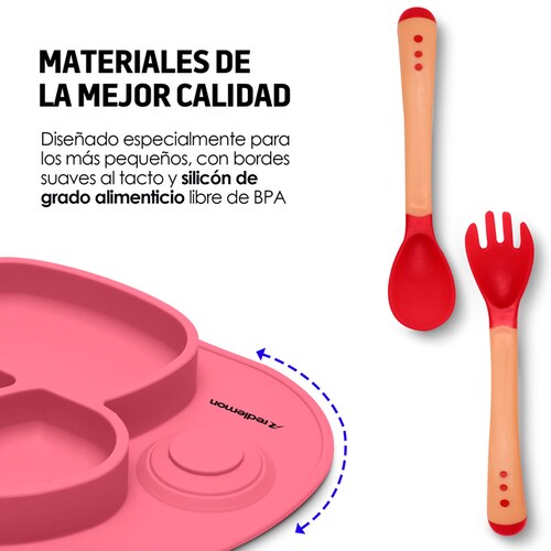 Plato para Bebé Antiderrapante Adherible de Silicón Redlemon