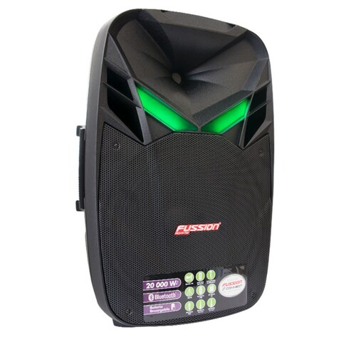 BAFLE AMPLIFICADO FUSSION PBS-1028 15" 20 000 W RECARGABLE/FM/USB/SD/AUX/6.3 mm/LUZ LED/TRIPIÉ/CONTROL END