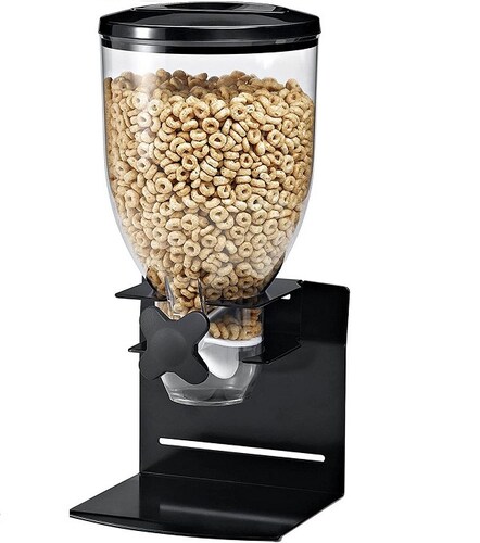 Dispensador Cereal Individual Negro Base Acero Profesional 