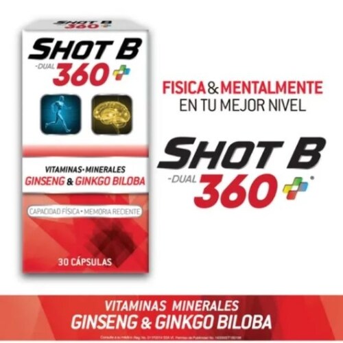 Shot B Dual 360 Vitaminas Y Minerales 30 Caps. Más Energía